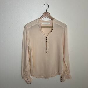 Twelfth Street by Cynthia Vincent Cream Button Up Blouse Small
